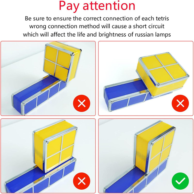 Veilleuse empilable Tangram, DEL 7 couleurs à induction, lampe de bureau à verrouillage 3D, blocs de bricolage magiques, jouets pour chambre à coucher, cadeau idéal pour l'anniversaire (USB)