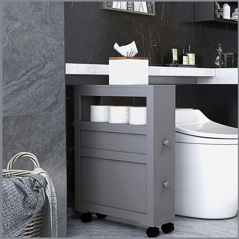 Armoire de rangement étroite en bois pour salle de bain