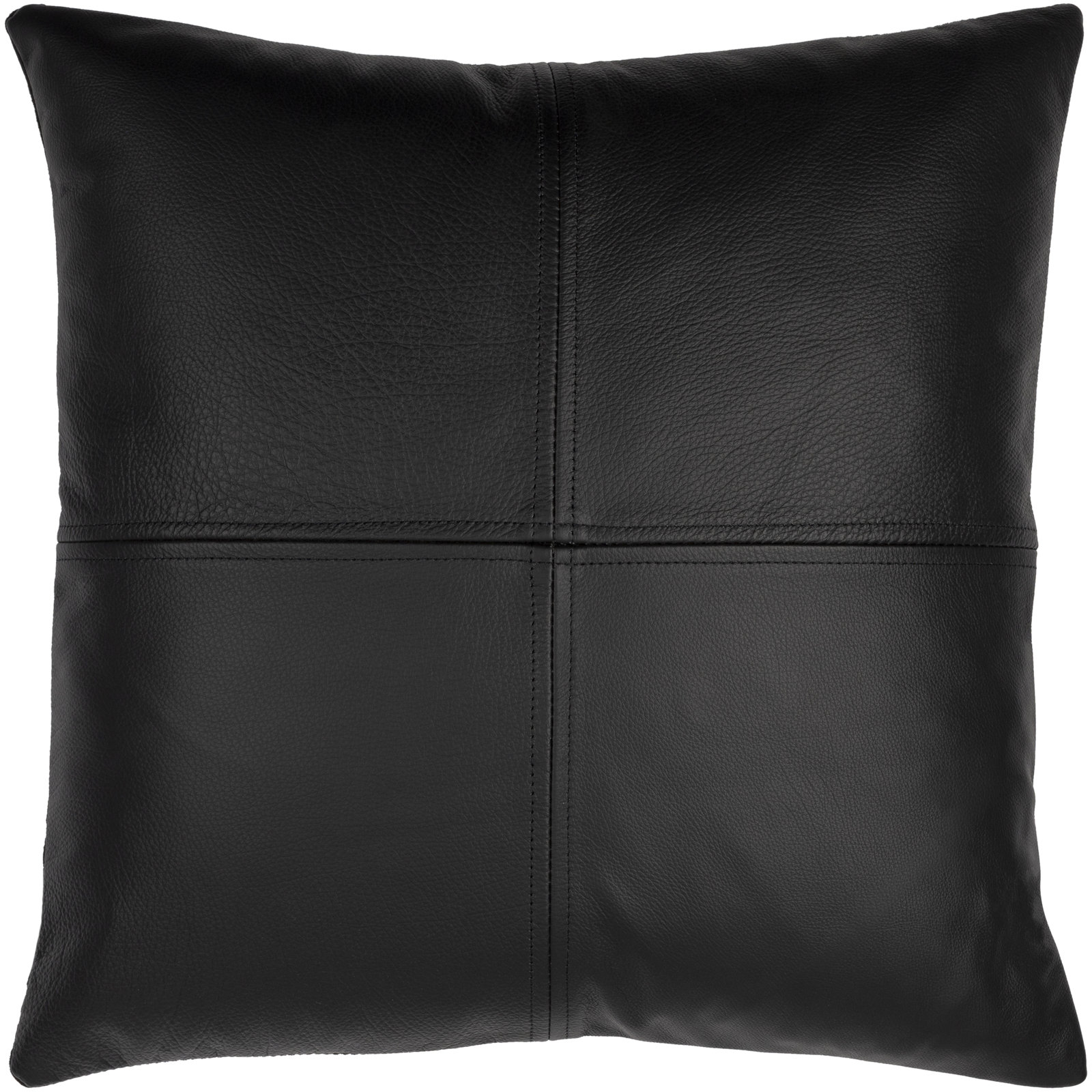 Declan Leather/Suede Pillow Cover, Down Fill, Black, 20" x 20"