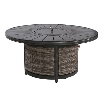 Table foyer d'extérieur 52 po en osier de style complexe - propane 60 000 BTU