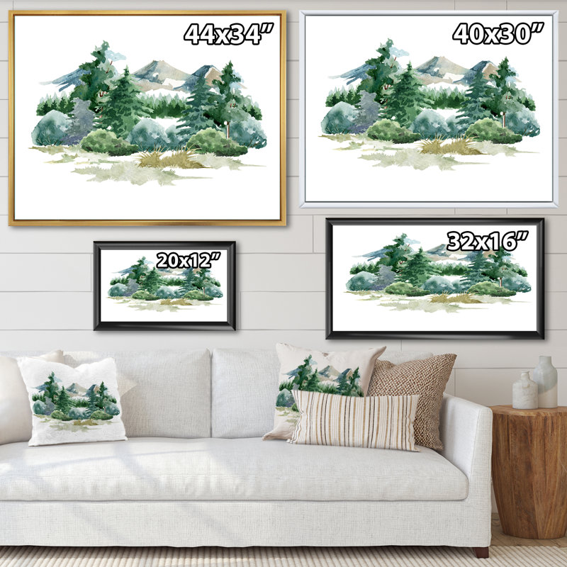 Scène de forêt naturelle avec clairière de brousse et herbe - peinture sur toile, H 24 po x l 32 po x P 1 po