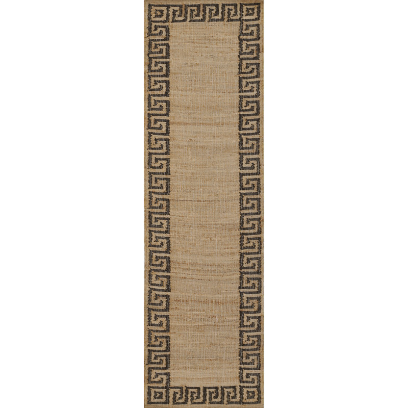 Erin Gates by Momeni Orchard Greek Key Jute and Wool Hand Woven Brown Area Rug 9' X 12', Runner 2'3" x 8'