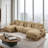 Eyvan Mid Century Three Seater Modular U Shaped Sectional Couch With Removable Ruffles Pleats Skirts, Comfy Chenille 4-Seat Deep Seat Sofa With Movable Ottoman-118698522