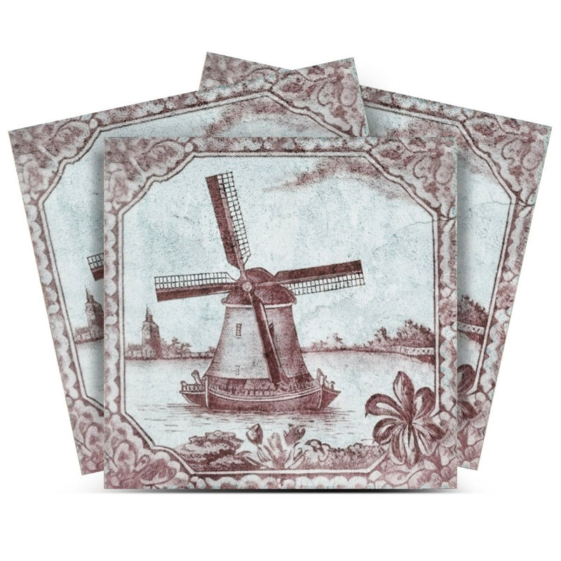 Carreau de mosaïque auto-adhésif en vinyle 5 po x 5 po Windmill