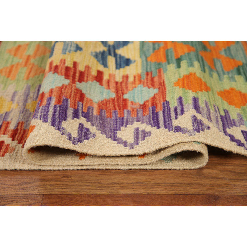 Tapis réversible en laine coloré 10 x 13 Kilim