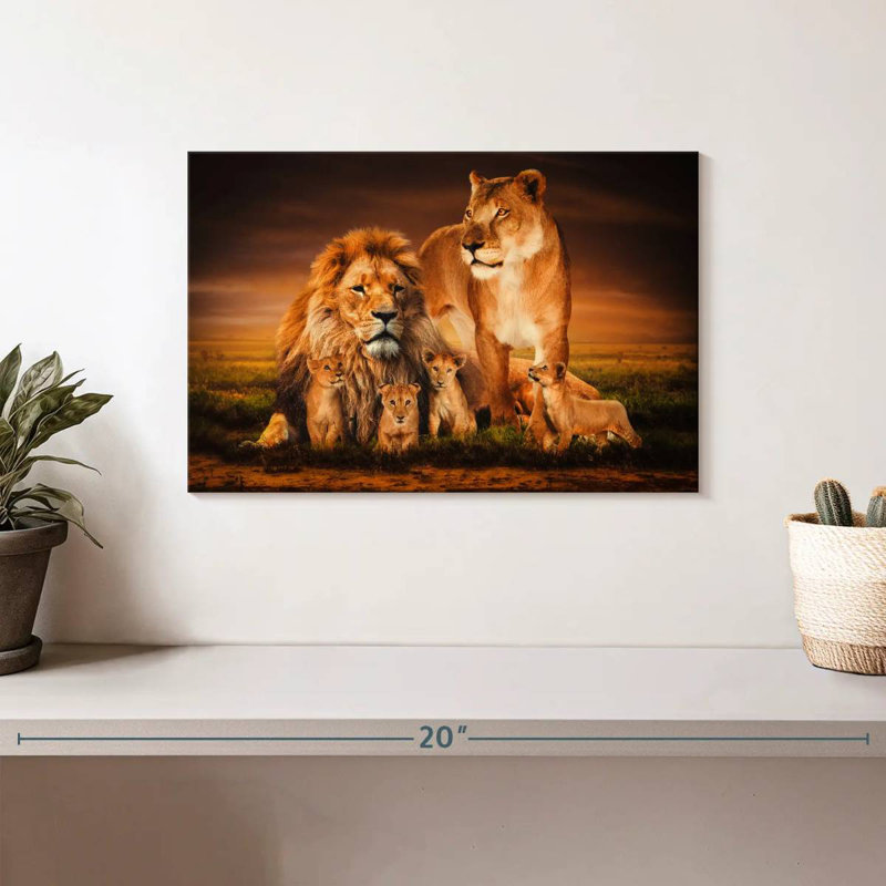 Lion Family, 8" H x 12" W
