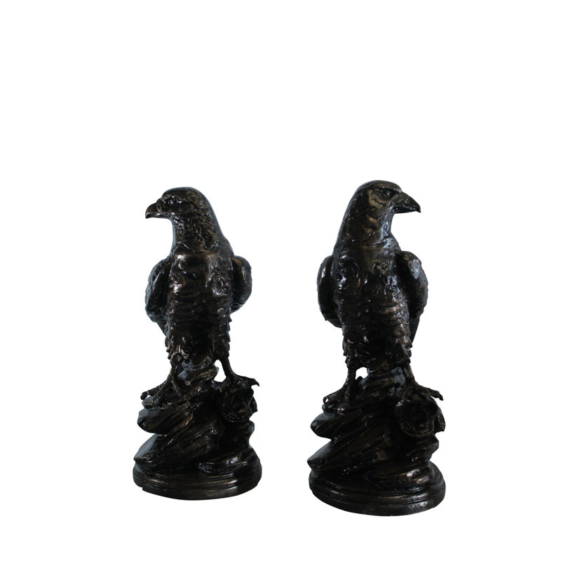 Paire de statues d'aigle en aluminium Nifao - sculptures d'oiseaux majestueuses avec plumes détaillées et présence royale - 20 po x 12 po x H 14 po