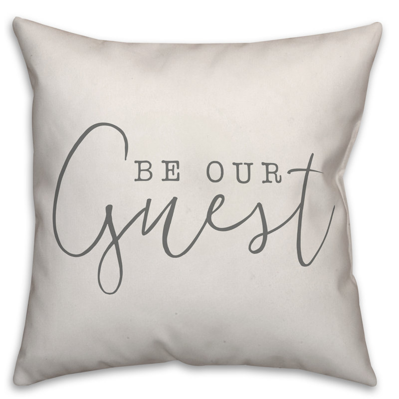 Textual Outdoor Throw Pillow, White/Dark Gray, 18" H x 18" W