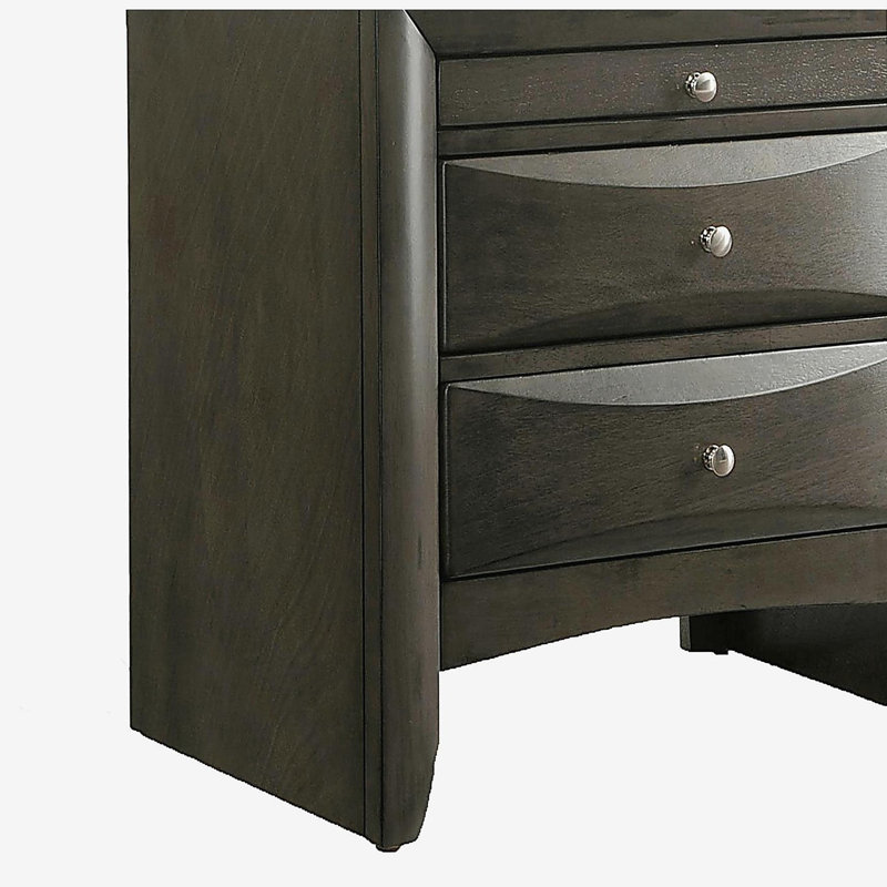Grey Oak Nightstand with 2 Drawers, Oak