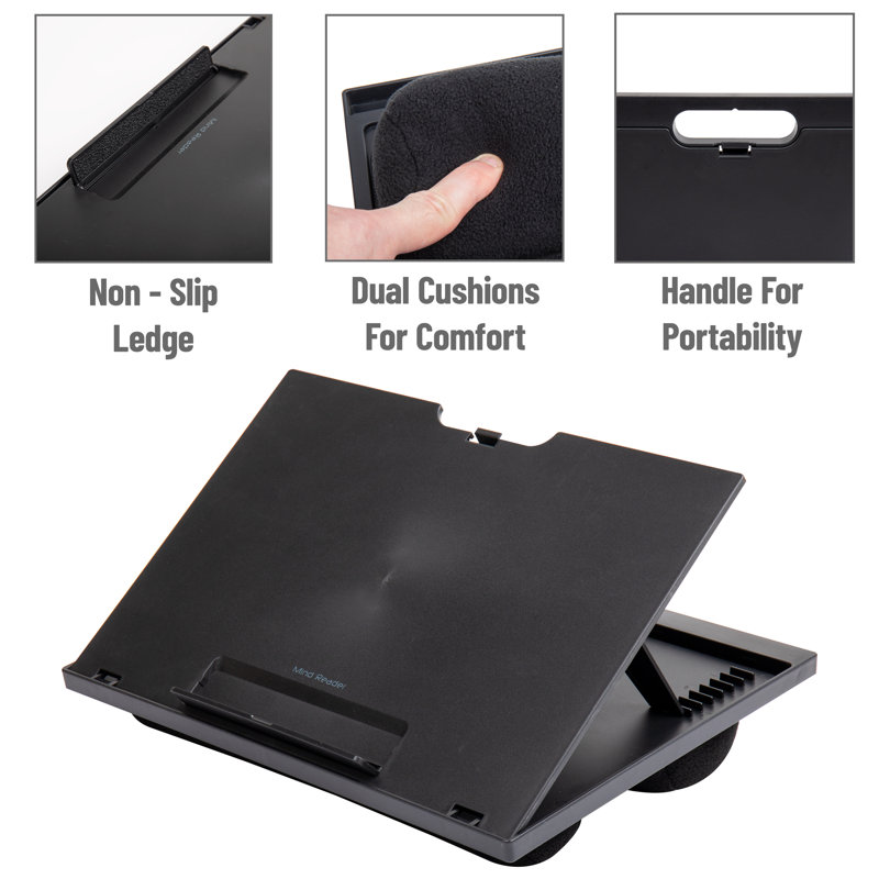 Black Adjustable Plastic Lap Desk with Cushions
