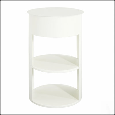 Table d'appoint ronde d'intérieur en métal à 3 niveaux avec porte coulissante pour espaces modernes et minimalistes