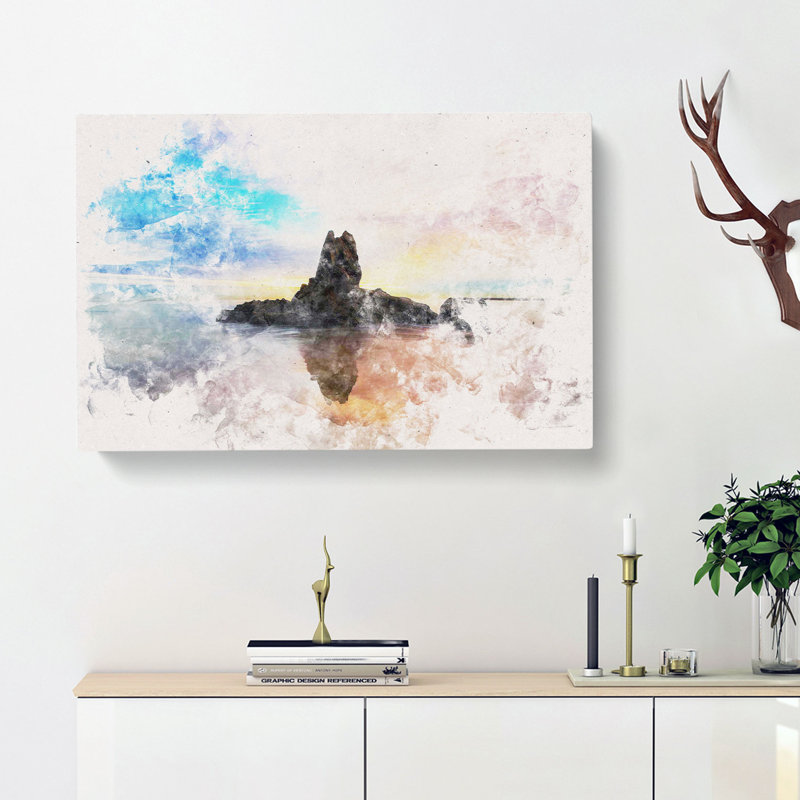 Newport Beach Reflection in Watercolour - Wrapped Canvas, 60cm H x 91cm W x 3cm D