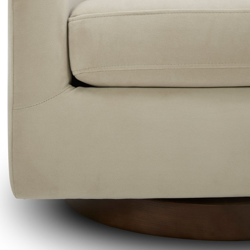Fauteuil demi-tonneau pivotant Bennett (ensemble de 2), Velours blanc Bella