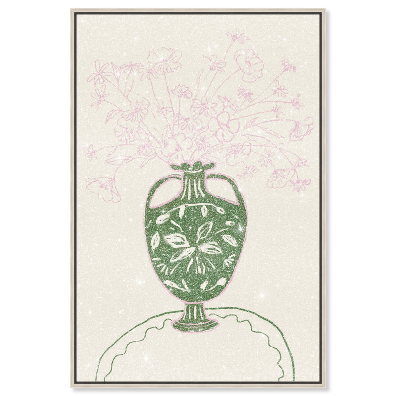 Green Flower Studio Print by Oliver Gal, 21"H x 31"W, Silver Floater Frame