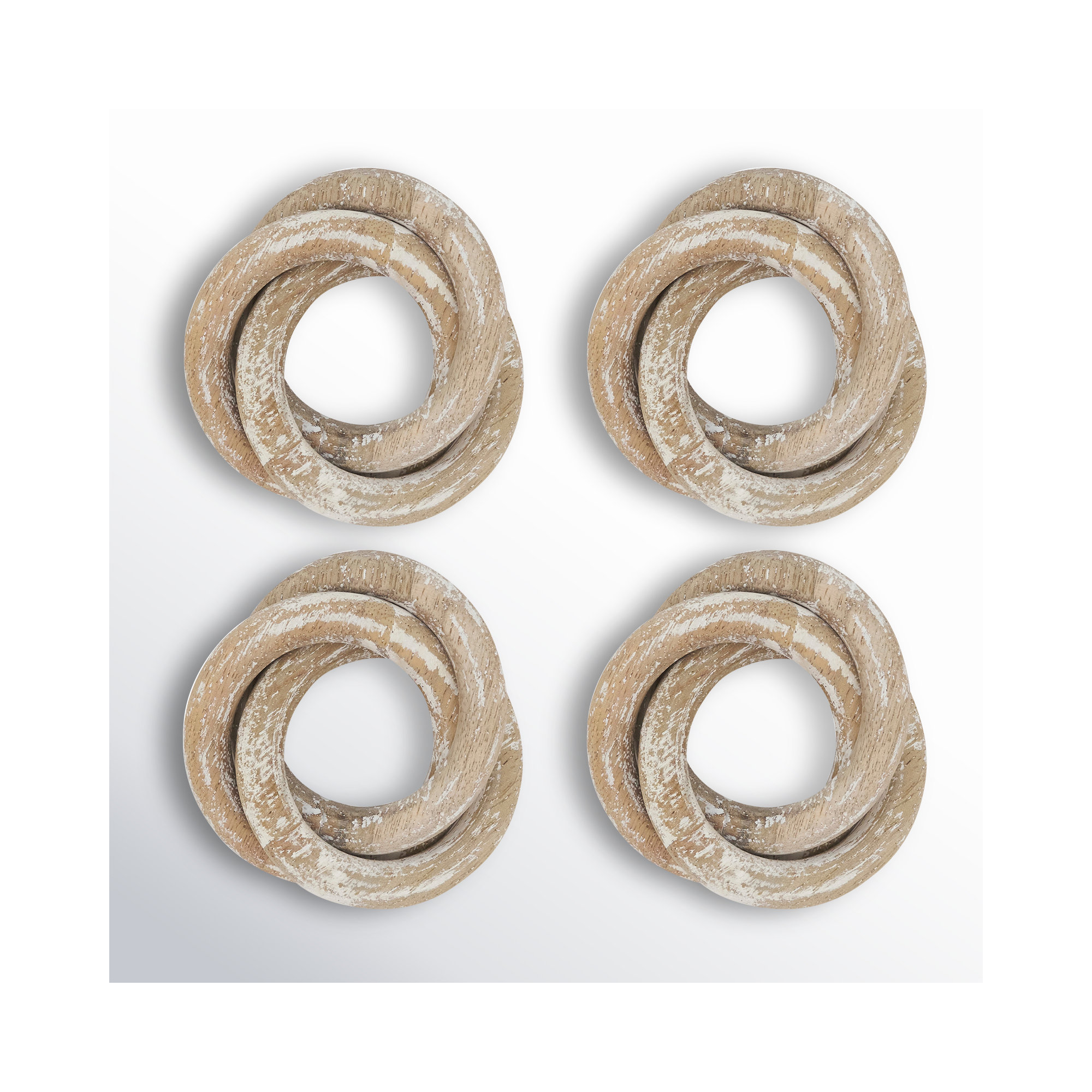 Wooden Interlock Dinner Napkin Ring, White
