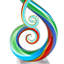 Blue Murano Style Art Glass Note Centerpiece On Crystal Base 12"-524381641-524381647