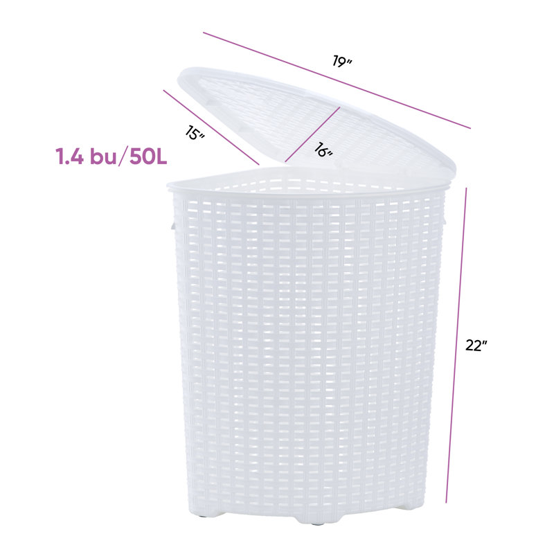 Jaliyah Plastic Laundry Hamper with Handles, White