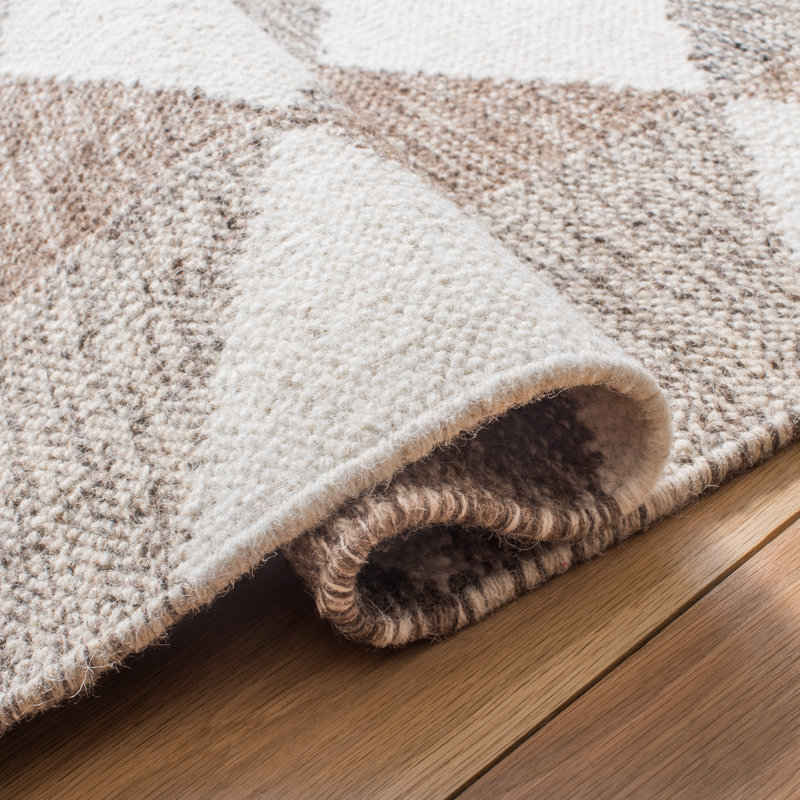 Tapis géométrique en laine et coton à tissage plat Stalder, Rectangle 9 pi x 12 pi