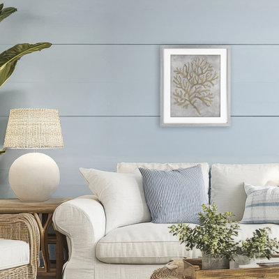 Grey Coral Drawing Framed Print Under Glass, design by Patti Bishop