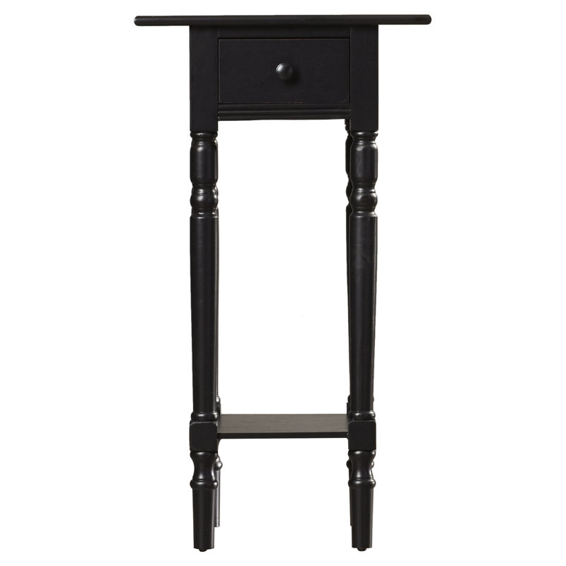 Malmesbury Solid Wood End Table with Storage, Distressed Black