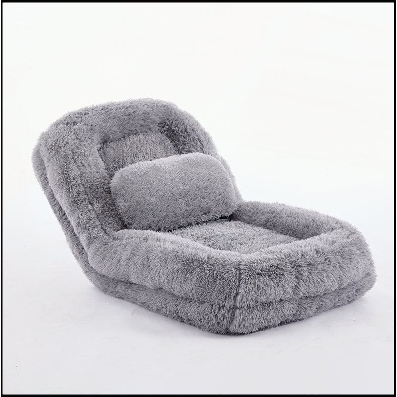 Canapé convertible réglable à 5 positions avec tissu moelleux pour relaxer et jouer, Gris clair