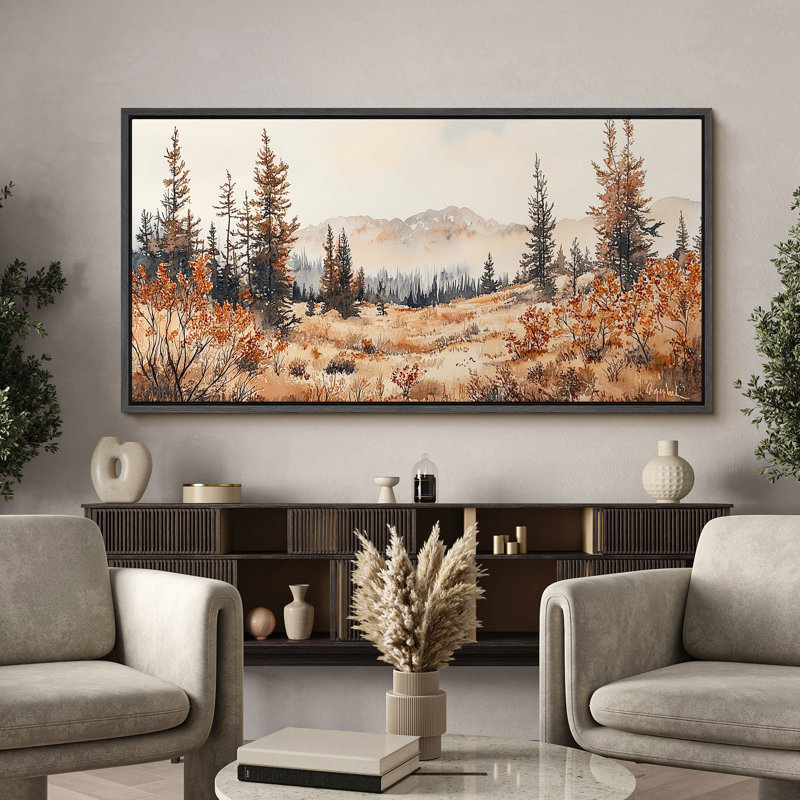 Paysage d'automne - impression sur toile encadrée de décorations murales surdimensionnées, H 30 po x l 60 po