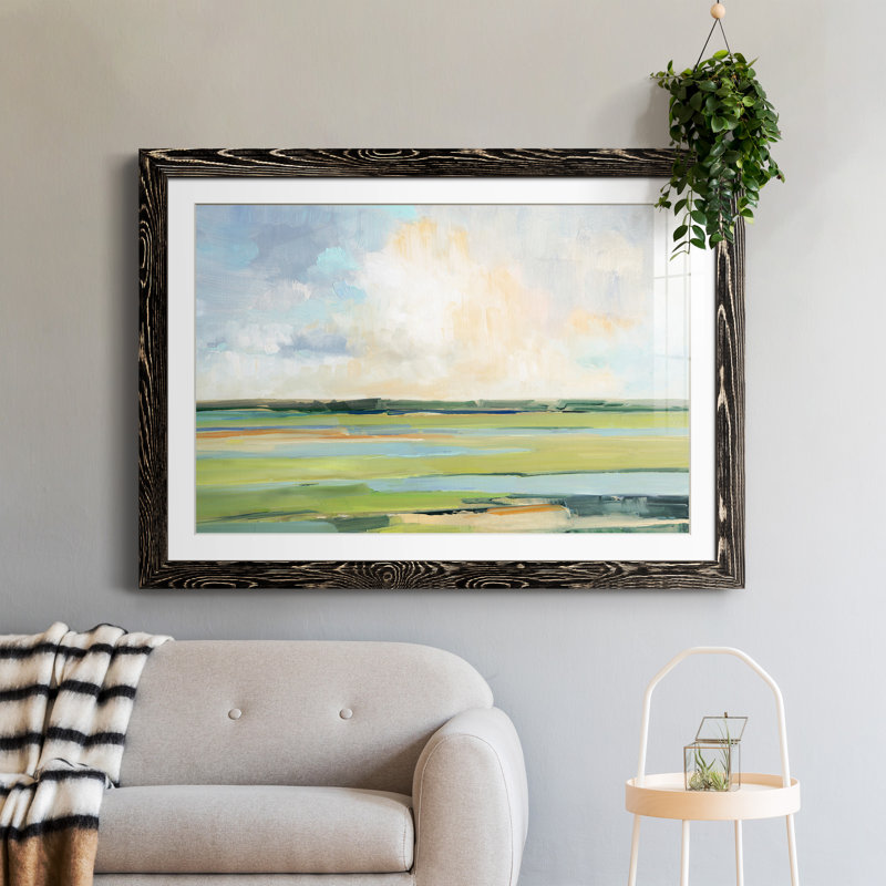 Pastel Horizon I - peinture encadrée, Cadre noir, H 31 po x l 44 po x P 1 po