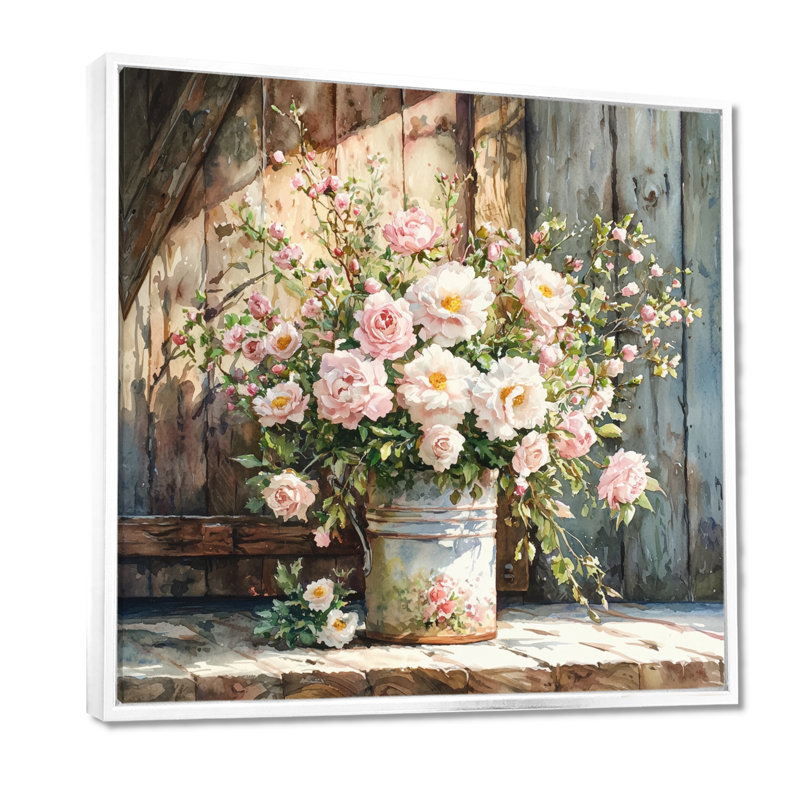 Dontonio - Floral Wall Art, Floater Framed Print, 30" H x 30" W, White