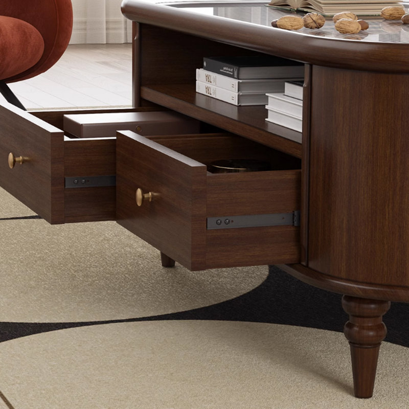 Solid wood coffee table with retro design, 19.68" H x 47.24" L x 25.59" W