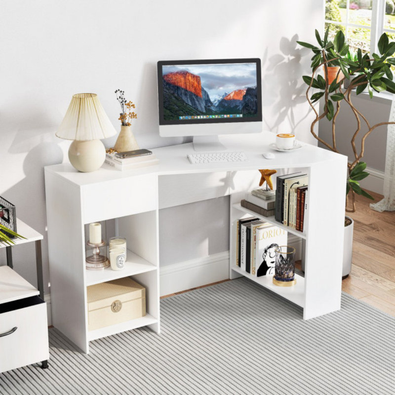 48 Inches L Shaped Corner Executive Computer Desk With Drawer