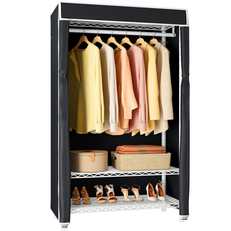 36.6'' Metal Freestanding Garment Rack, Black/White