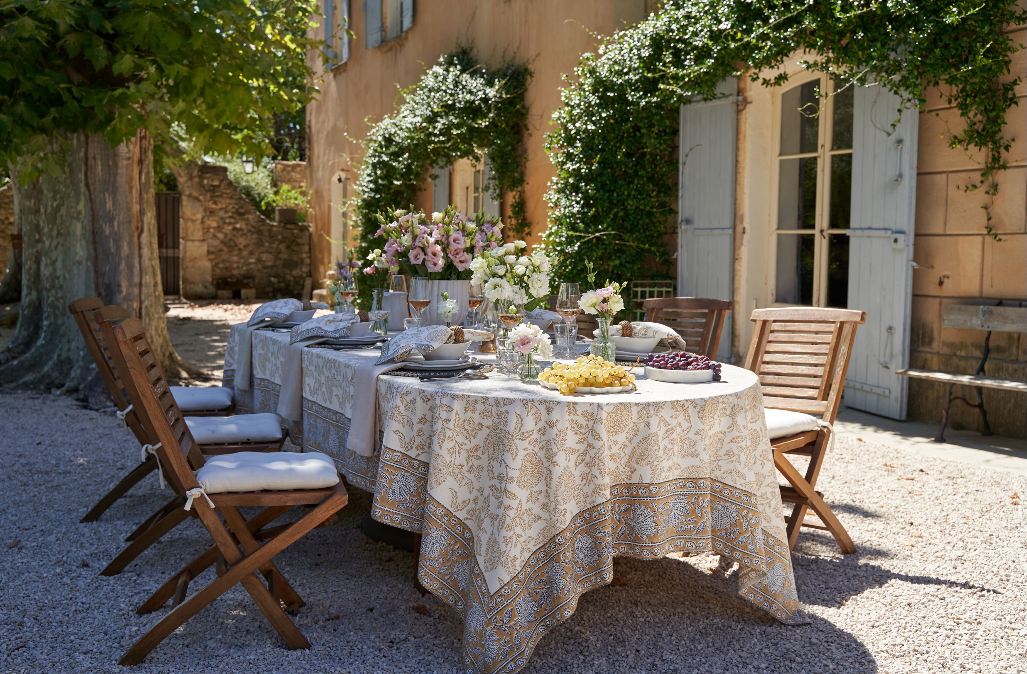 Birch Lane™ Quinlan Tablecloth - Blue/Brown - 59" x 86" | Birch Lane