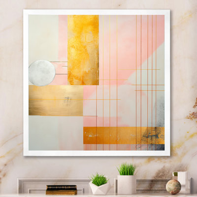 «Geometric Of Serenity In Pink Vintage Gold I», reproduction d'art sur toile géométrique moderne