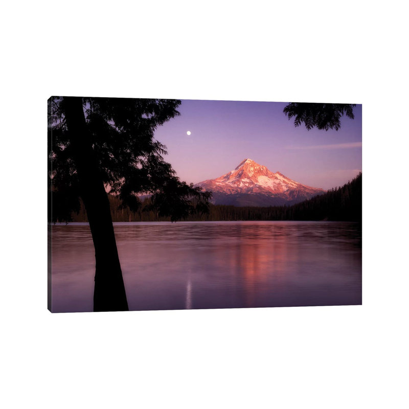 Moon Over Hood by Dennis Frates - Print on Canvas, 30.48cm H x 45.72cm W x 1.91cm D, Wrapped Canvas