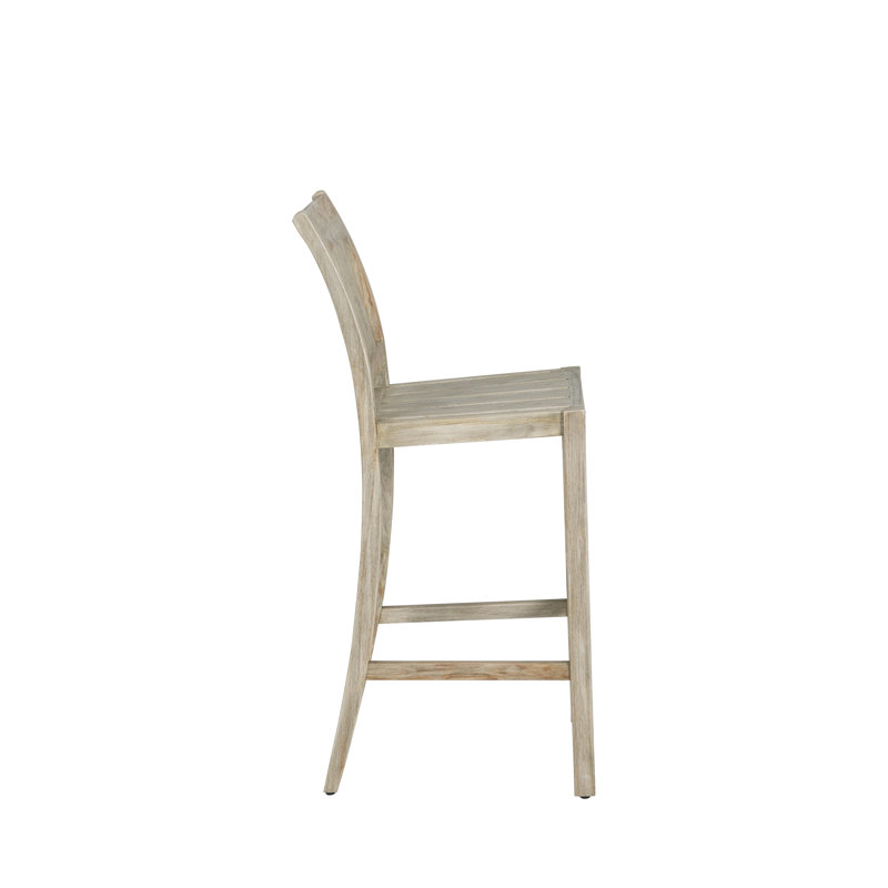 Croquet 30" Patio Bar Stool with Cushion, Welt, Bali Pearl, Oyster Teak