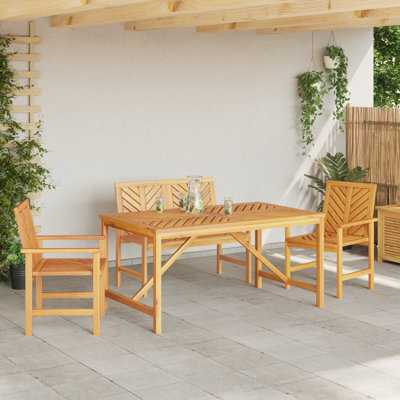 3 - Person Wood Patio Dining Set with Rectangular Table