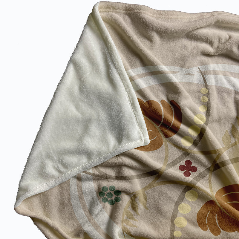 Poetry In Motion Throw Blanket, 60" L x 50" W, Almond Butter (Taupe/Rust)