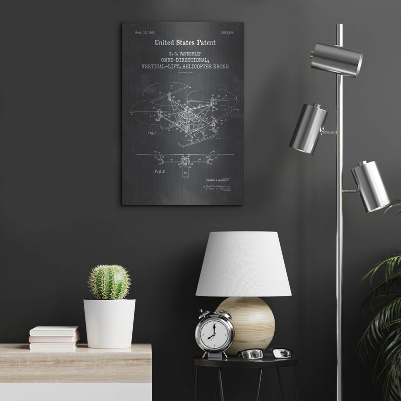 «Drone Blueprint Vernis Chalkboard» par Patents, H 24 po x l 16 po