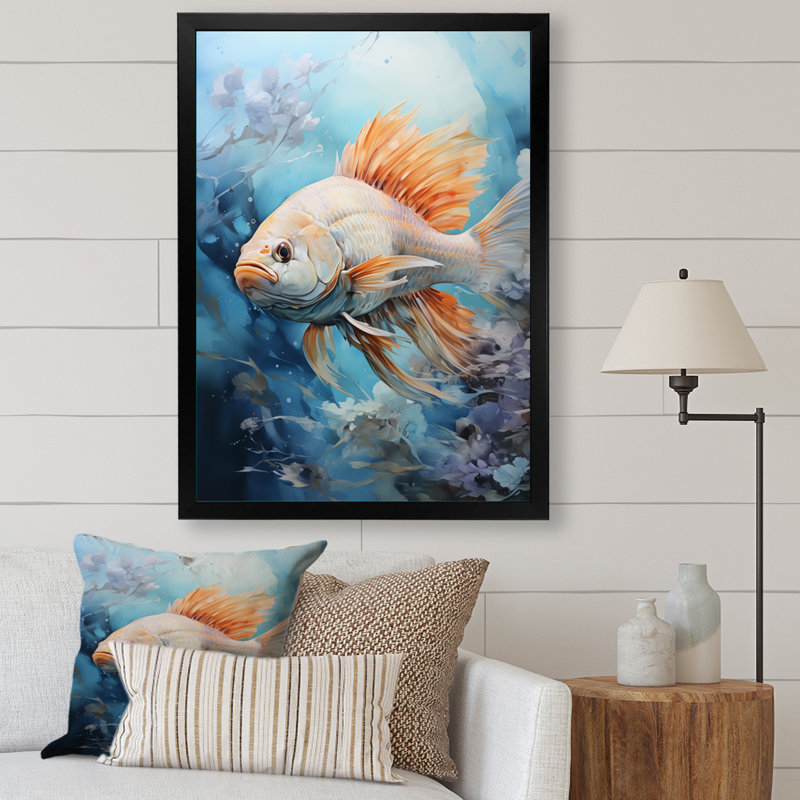 " Fishing Majestic Catch ", 40" H x 30" W x 1.5" D, Black Picture Framed