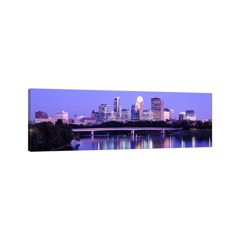 Minneapolis MN - Wrapped Canvas Panoramic Print, 30.48 cm H x 91.44 cm W x 3.175 cm D