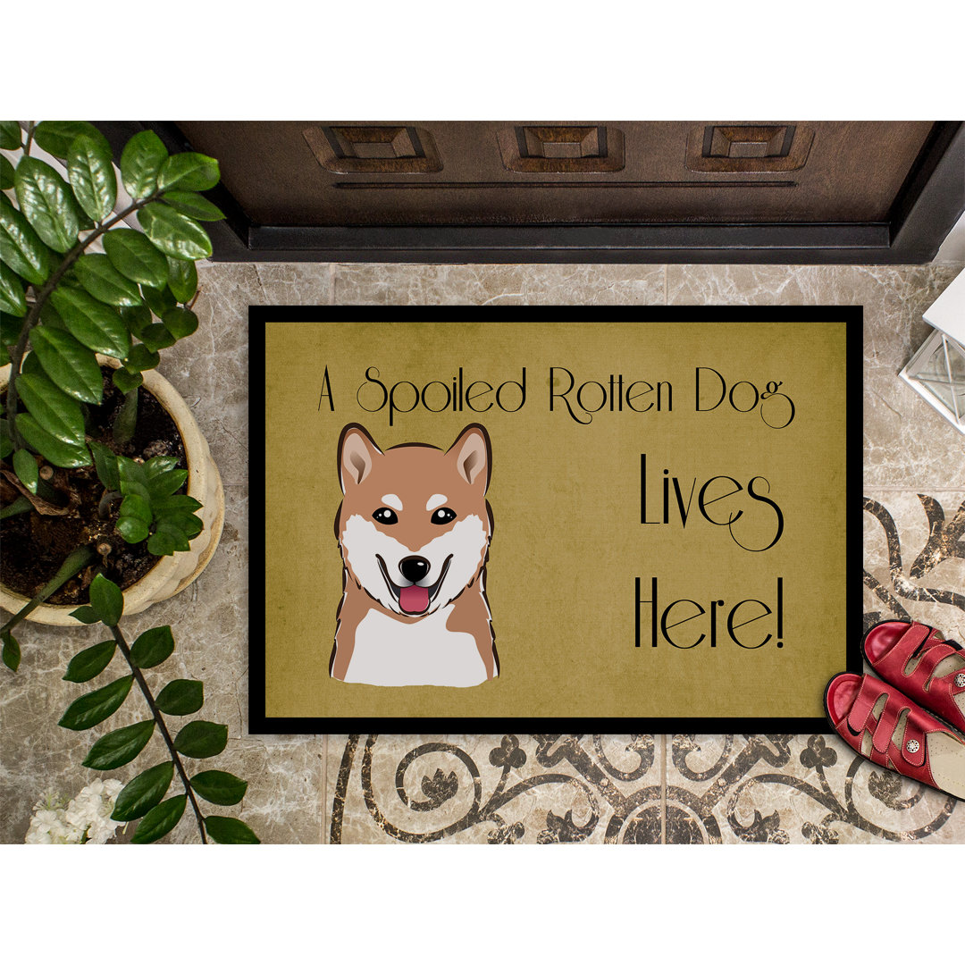 Weleetka Shiba Inu Spoiled Dog Lives Here Non-Slip Outdoor Door Mat Winston Porter Mat 