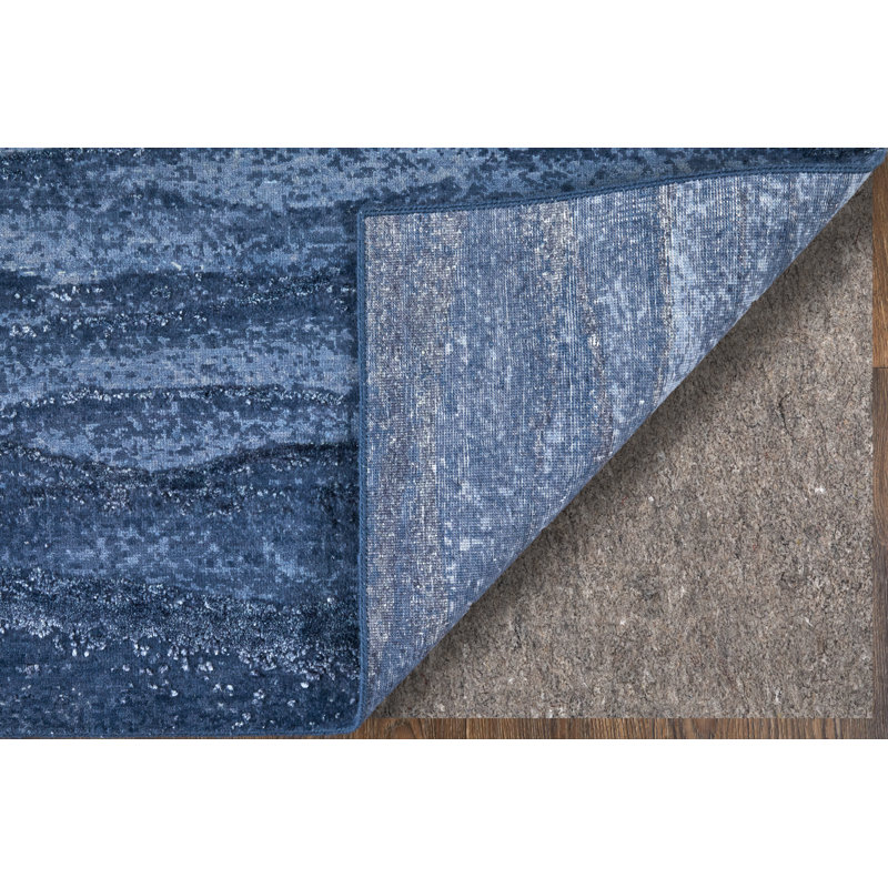 Livingston Modern Watercolor Blue Area Rug, Rectangle 2' x 3'
