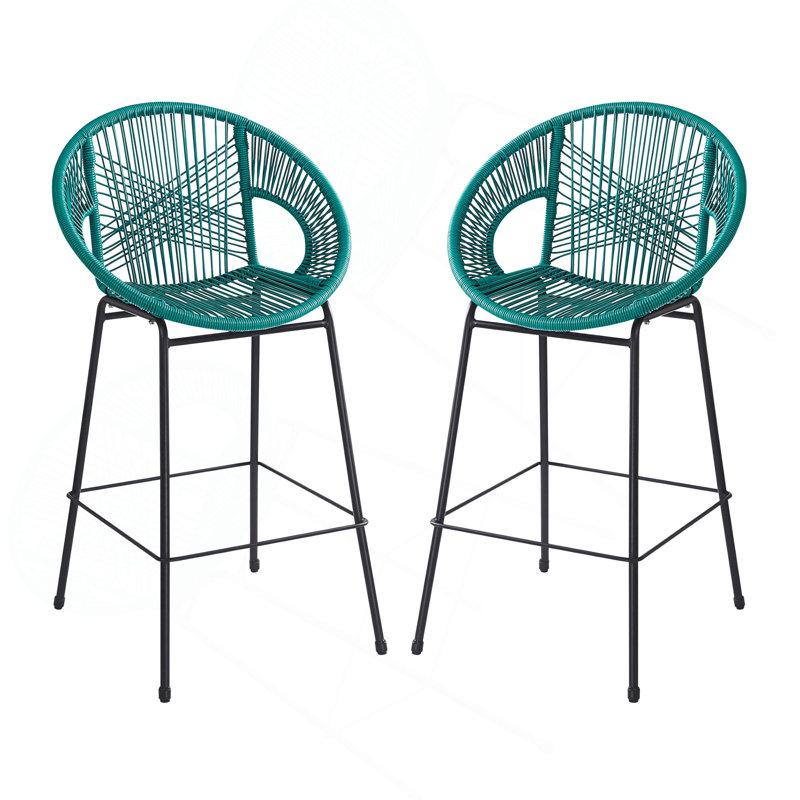 Ensemble de 2 tabourets de bar Ferrara, Bleu sarcelle