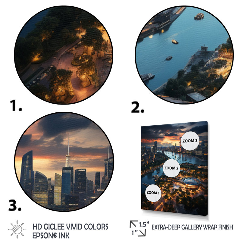 Vue magnifique du paysage urbain de Pékin I - reproduction, H 20 po x l 12 po x P 1 po, Cadre flottant doré