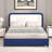 Bed Frame, Upholstered Platform Bed with Curved Headboard, Classic Color-Block Design, Soft Rounded Corners, No Box Spring Required, Easy Assembly-1628075455-1628075450