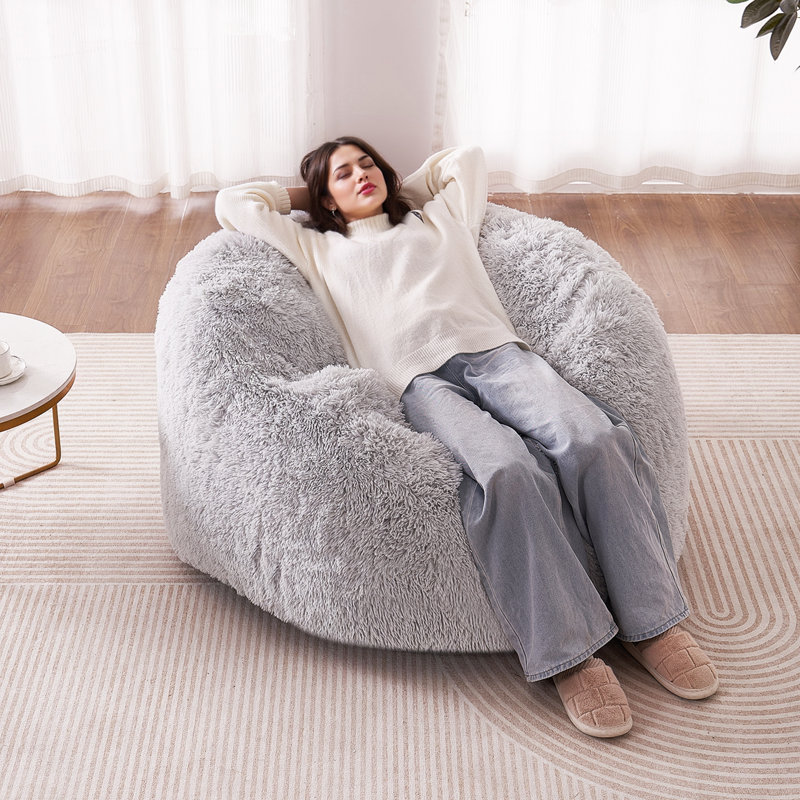 Fauteuil poire convertible de chaise à chaise longue ou à matelas gris-grand, H 30 po x l 48 po x P 48 po