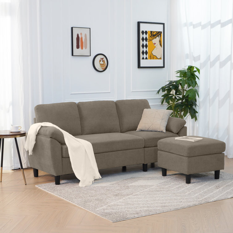 79.5" Wide Reversible Modular Sofa & Chaise with Ottoman