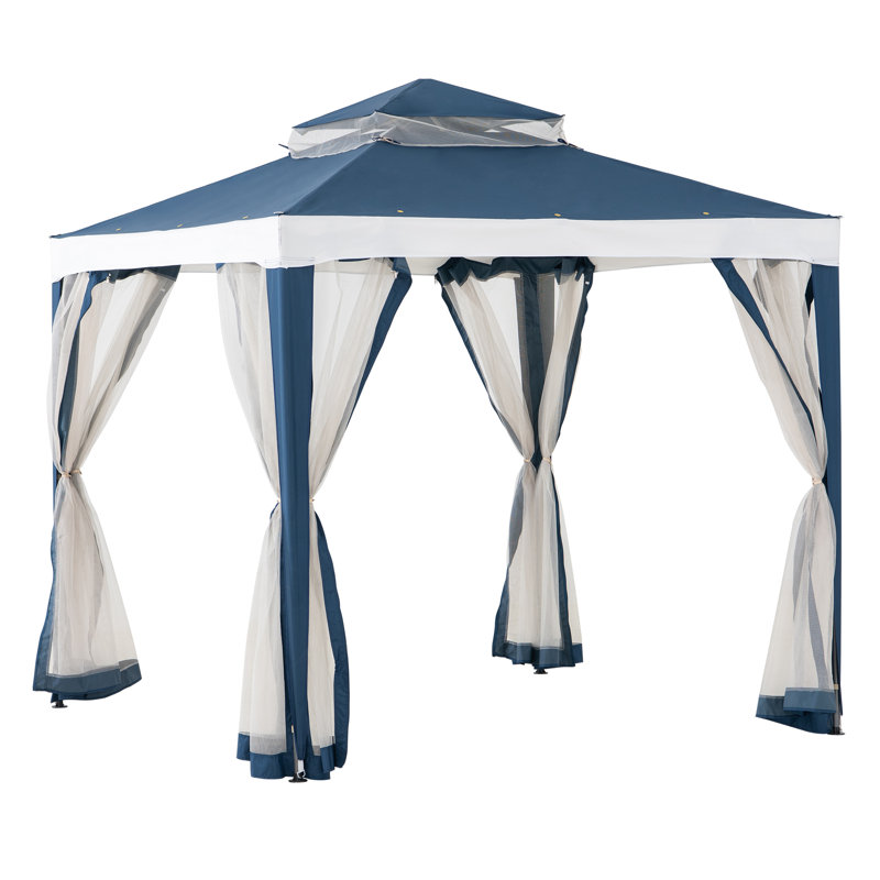 Pavillon de jardin à toit souple Sunjoy, Bleu / blanc, 8 pi x 8 pi