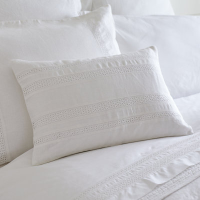 Dorset White Linen Boudoir Pillow