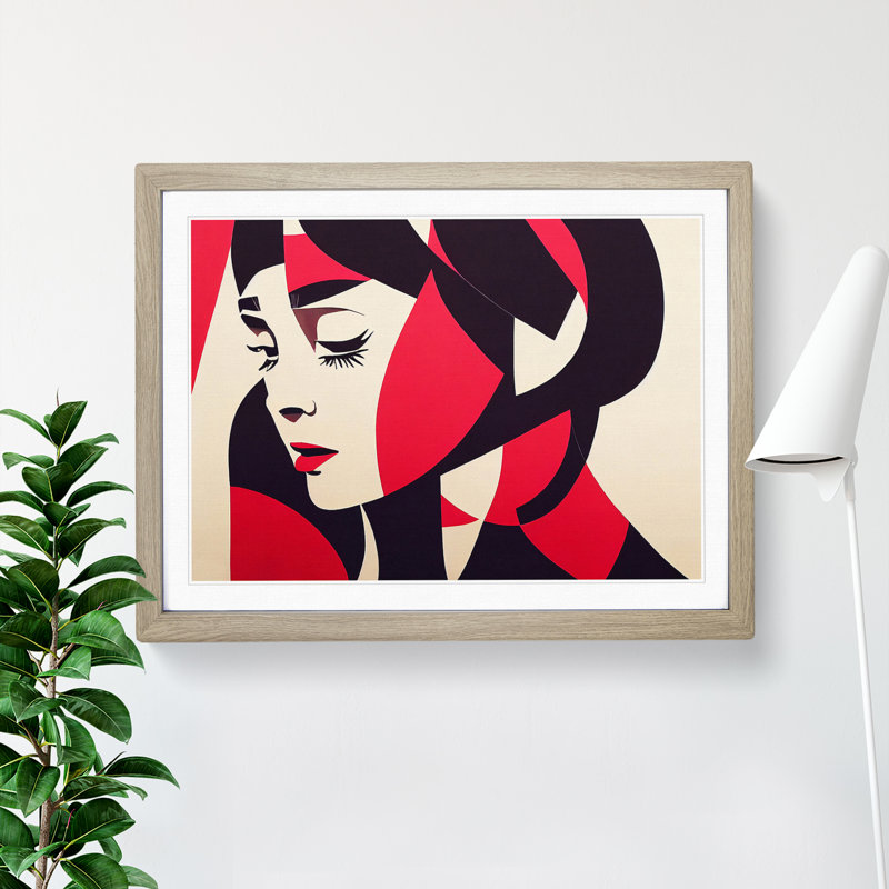 XH1022-10293X Woman Modern Art Vol.3 Abstract - Single Picture Frame Print, 25cm H x 34cm W x 2cm D, Oak Framed